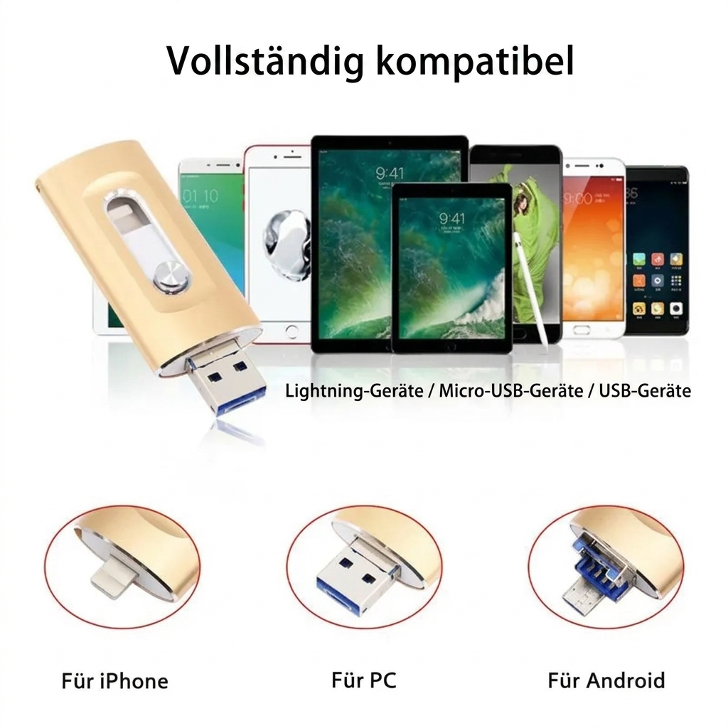 USB Flash Drive with Phone Connector and USB Port for Data Storage