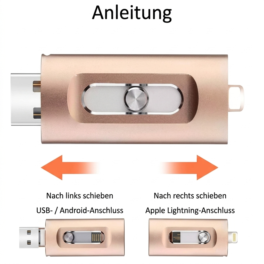 USB Flash Drive with Phone Connector and USB Port for Data Storage