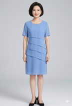 Élégante robe pour femme en mousseline avec détails superposés et manches courtes