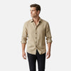 Men's Long Sleeve Button-Up Shirt with Classic Collar