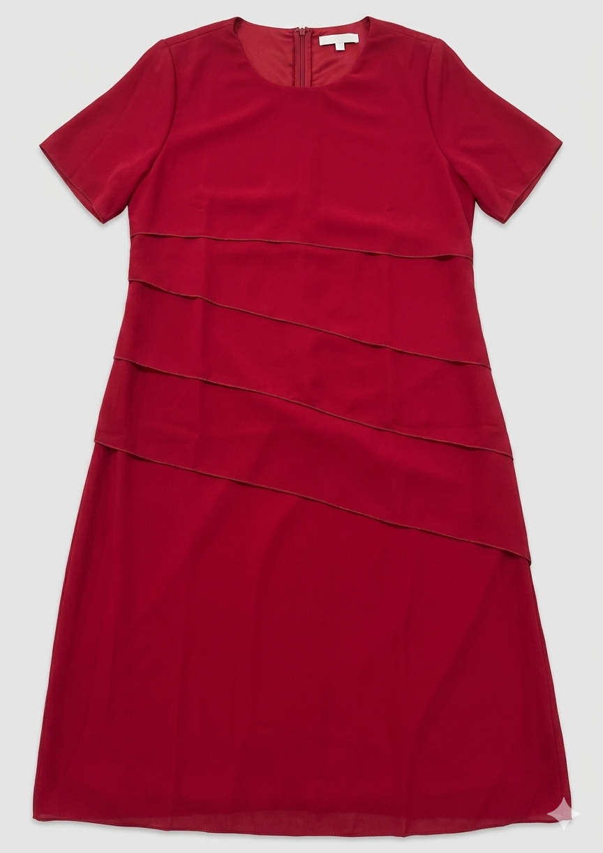 Élégante robe pour femme en mousseline avec détails superposés et manches courtes