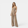 Women's Strapless Wide Leg Jumpsuit with Pockets