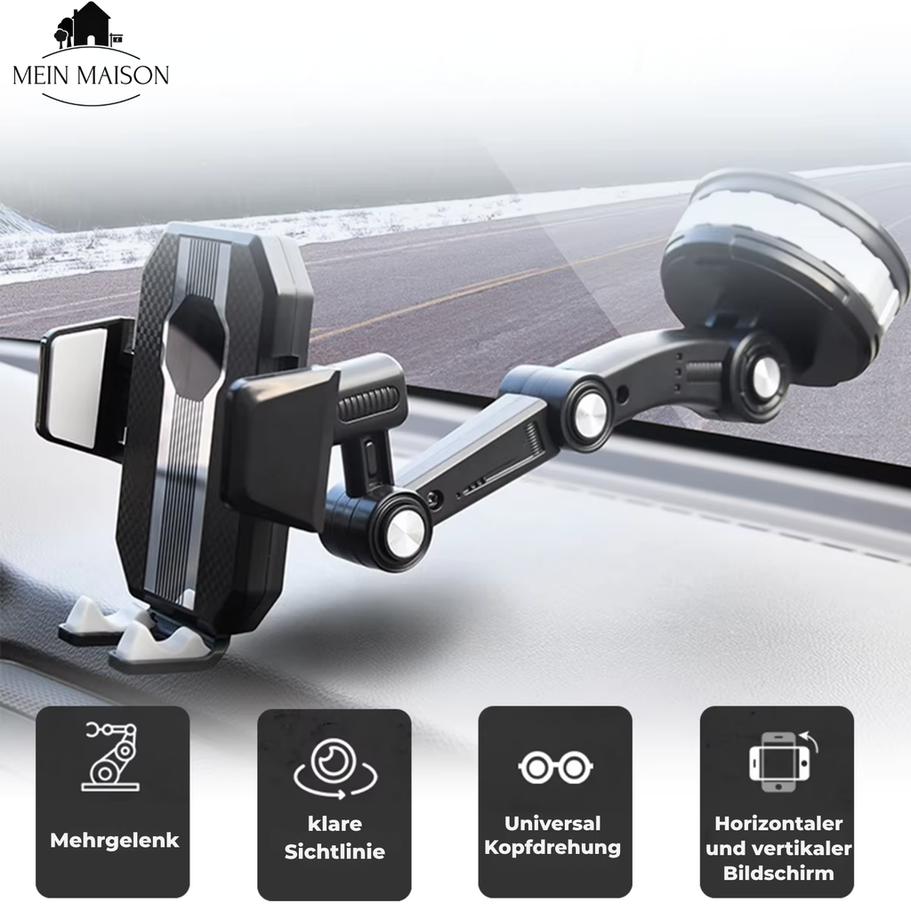 Car Phone Holder with Strong Suction and 360° Rotation for One-Handed Use and Universal Compatibility