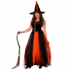 Női boszorkány-halloweenjelmez fűzős mellszoknyával, övvel és kalappal