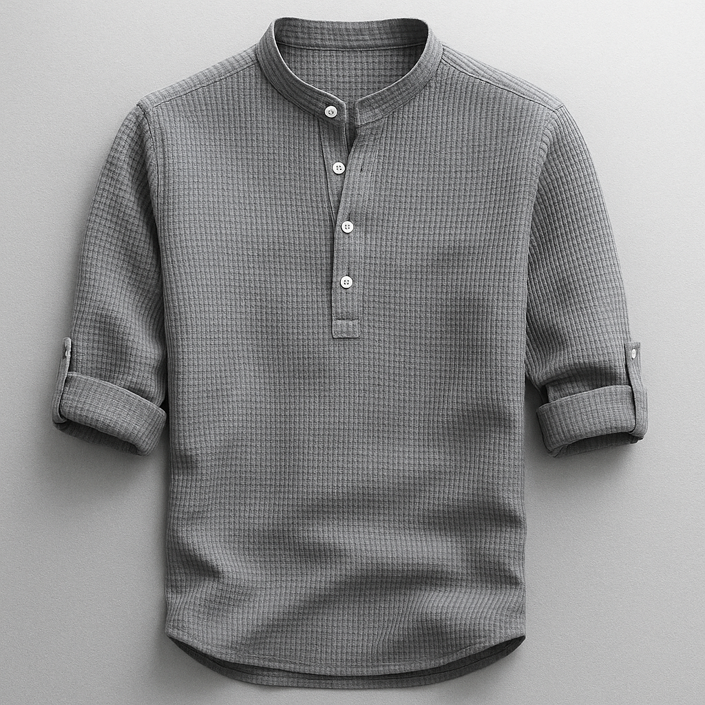 Chemise Henley pour homme à coupe décontractée, avec col montant et style polyvalent