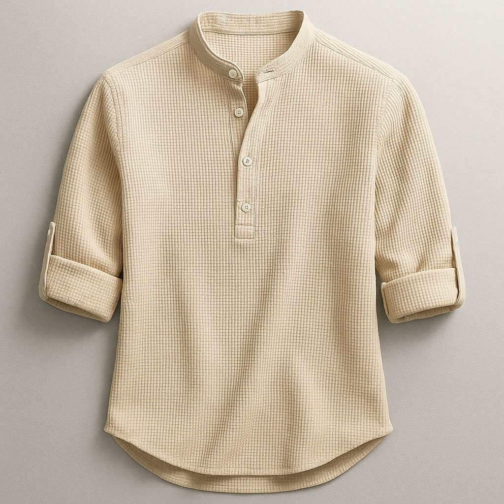 Chemise Henley pour homme à coupe décontractée, avec col montant et style polyvalent