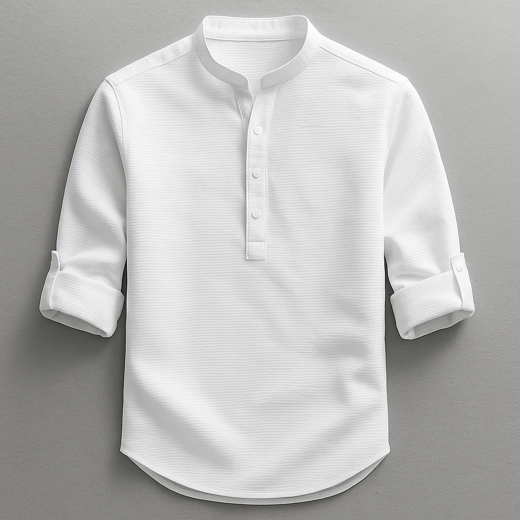 Chemise Henley pour homme à coupe décontractée, avec col montant et style polyvalent