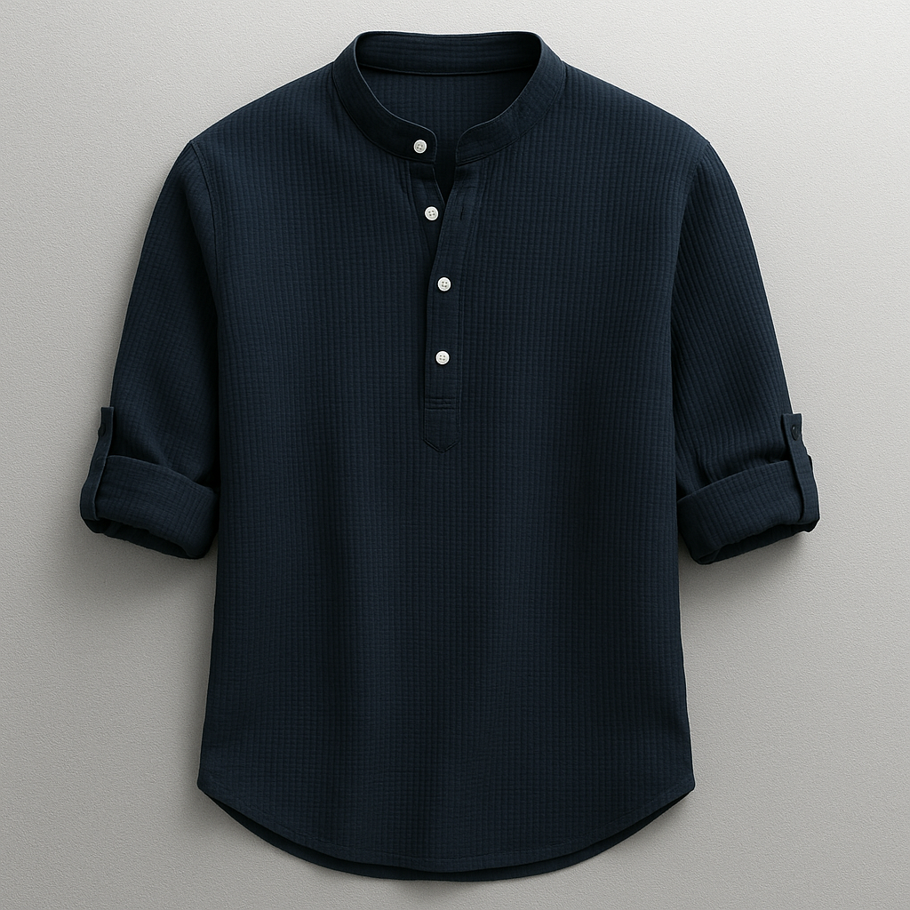 Chemise Henley pour homme à coupe décontractée, avec col montant et style polyvalent