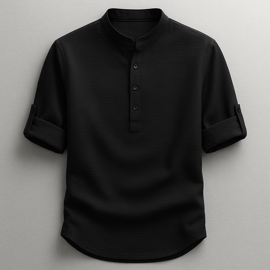 Chemise Henley pour homme à coupe décontractée, avec col montant et style polyvalent