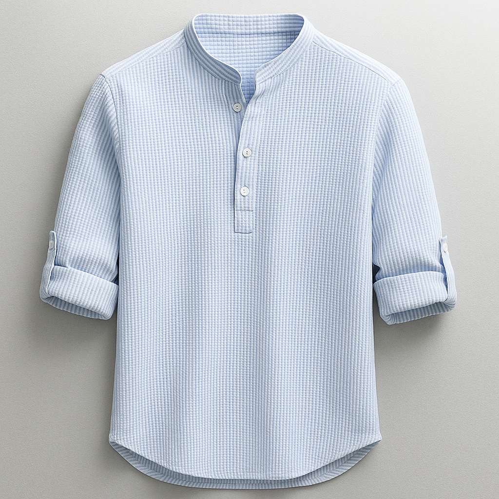 Chemise Henley pour homme à coupe décontractée, avec col montant et style polyvalent