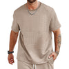 Men's Short Sleeve Round Neck T-shirt with Textured Design