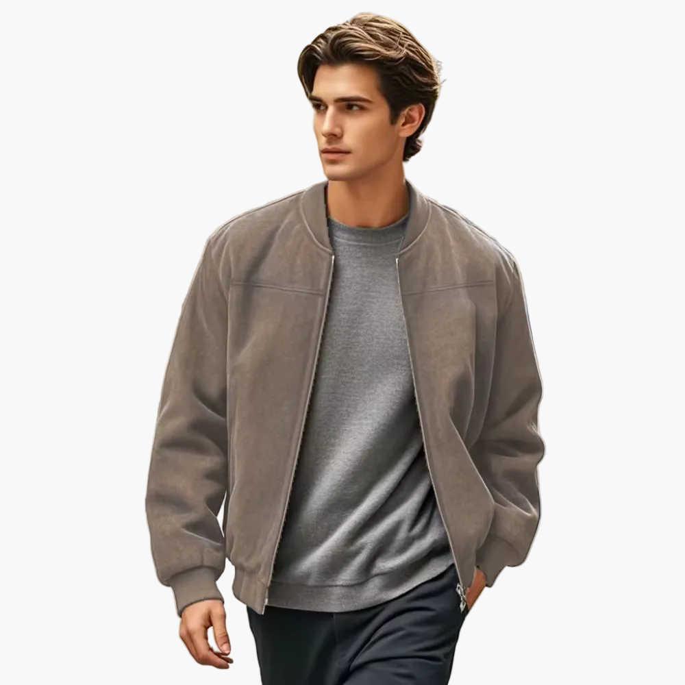 Blouson bomber côtelé pour homme avec fermeture zippée à l’avant et poches latérales