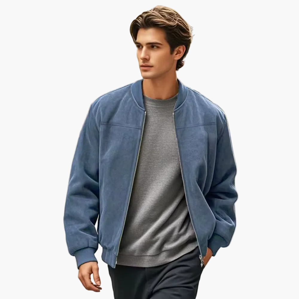 Blouson bomber côtelé pour homme avec fermeture zippée à l’avant et poches latérales