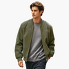 Men's ribbed bomber jacket with front zip and side pockets