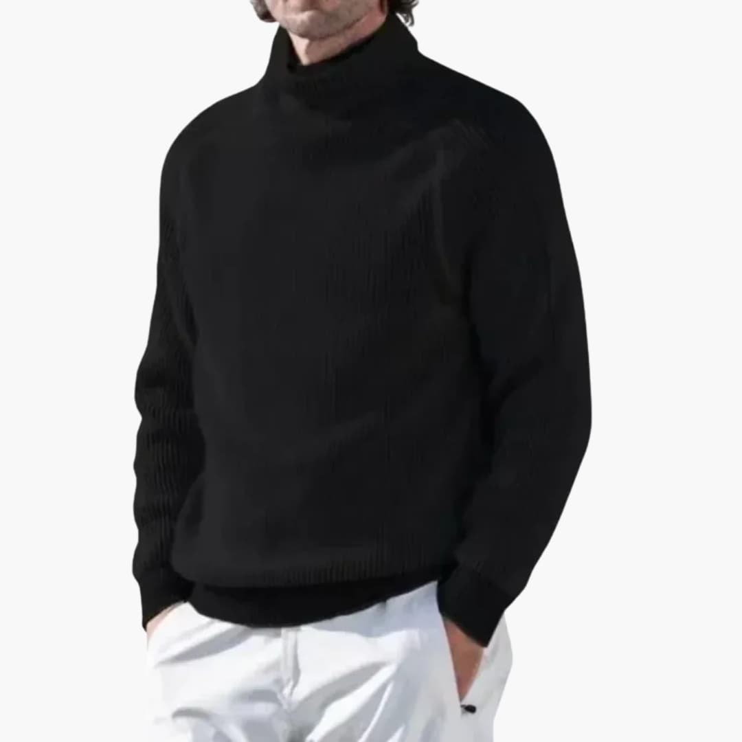 Pull pour homme à col polo, maille côtelée et manches longues