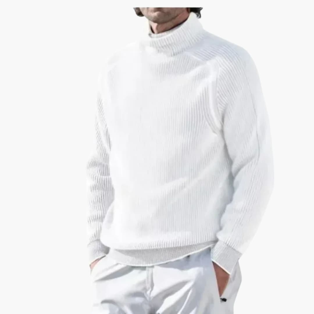 Pull pour homme à col polo, maille côtelée et manches longues