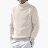 Polo Collar Men's Sweater with Ribbed Knitting and Long Sleeves
