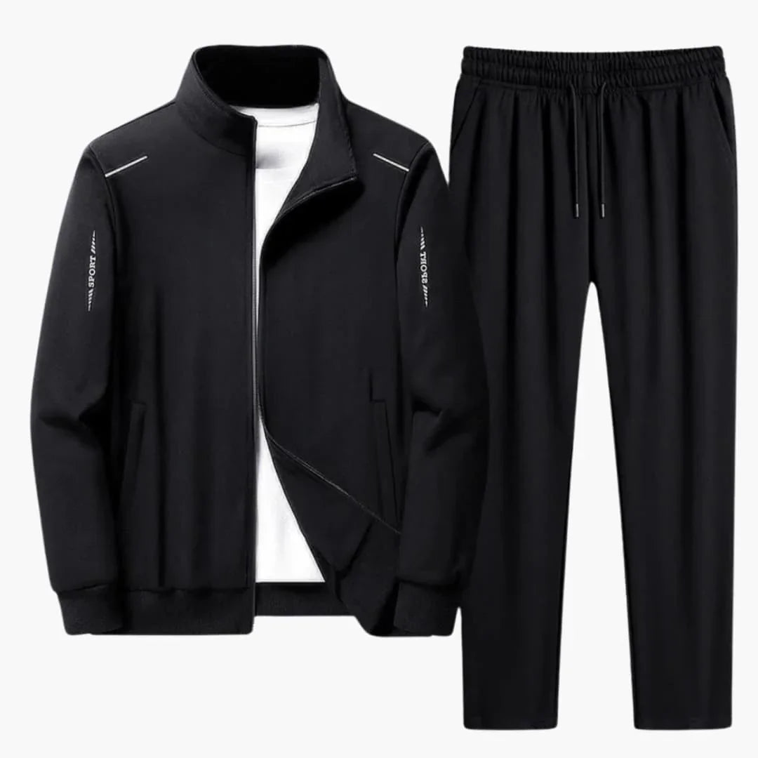 Men's Zip-Up Jacket and Elastic Waistband Tracksuit Set