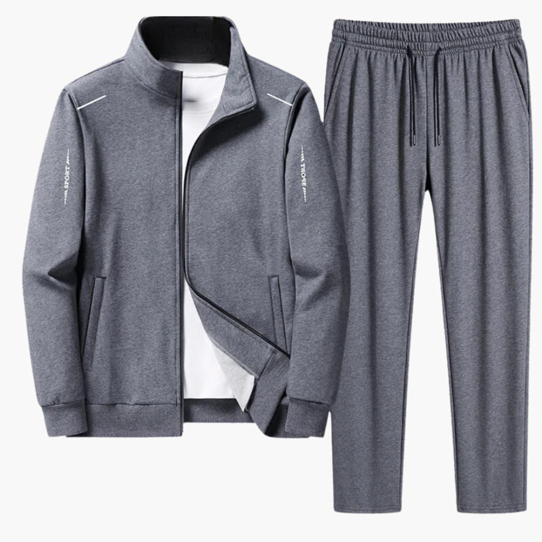 Men's Zip-Up Jacket and Elastic Waistband Tracksuit Set