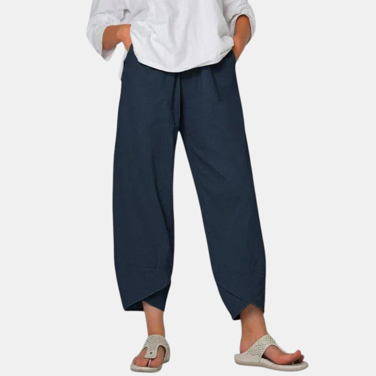Pantalon d'été à jambes larges pour femmes, taille élastique, coupe décontractée ample