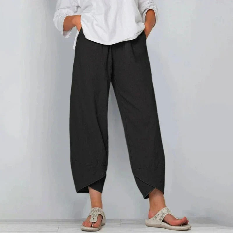 Pantalon d'été à jambes larges pour femmes, taille élastique, coupe décontractée ample