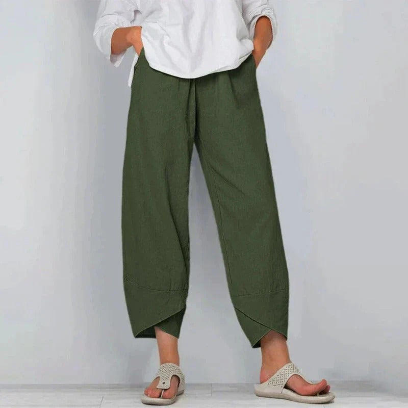 Pantalon d'été à jambes larges pour femmes, taille élastique, coupe décontractée ample