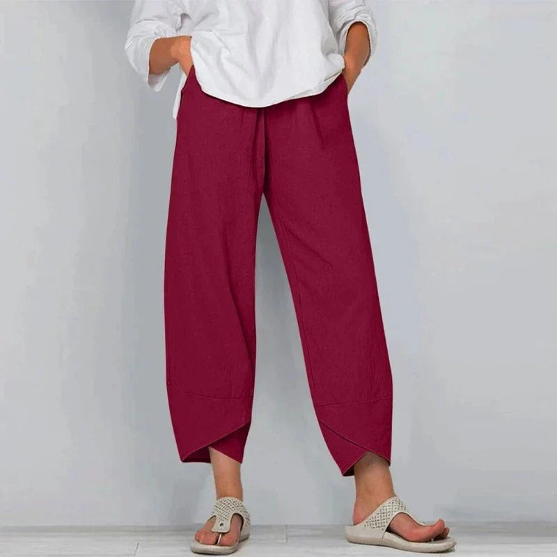 Pantalon large court pour femme, coupe décontractée