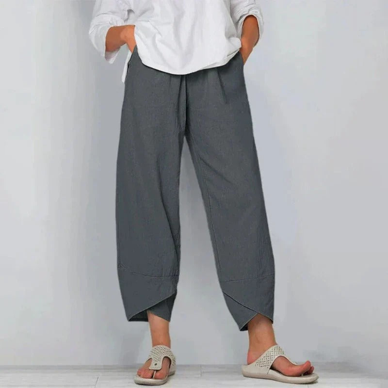 Pantalon large court pour femme, coupe décontractée d'été