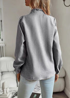 Women's Ruffle Trim Button Front Blouse