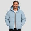 Veste d’hiver matelassée et rembourrée à capuche pour homme, avec fermeture zippée