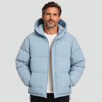 Veste d’hiver matelassée et rembourrée à capuche pour homme, avec fermeture zippée