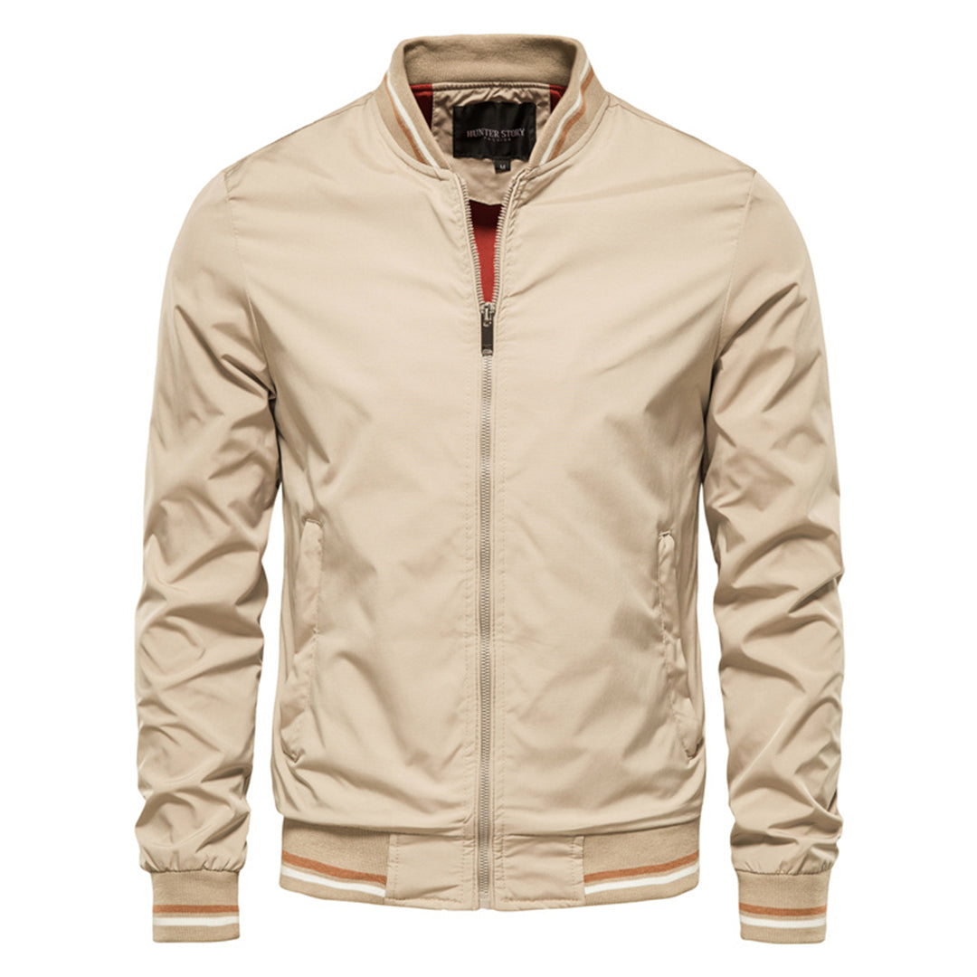 Blouson bomber homme entièrement zippé, à col montant et finitions côtelées