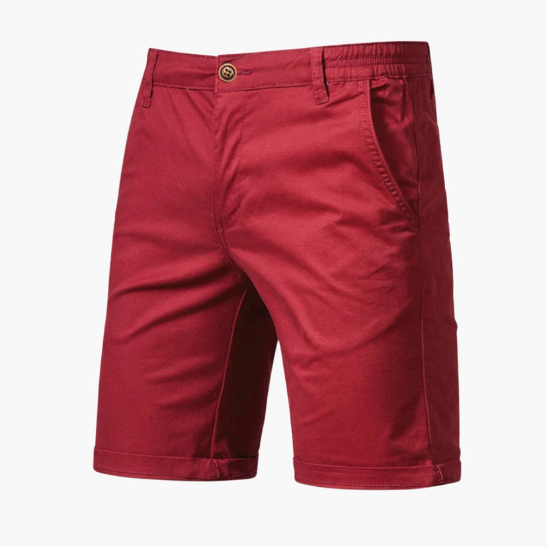 Knee-Length Men's Shorts with Button and Zip Closure and Side Pockets
