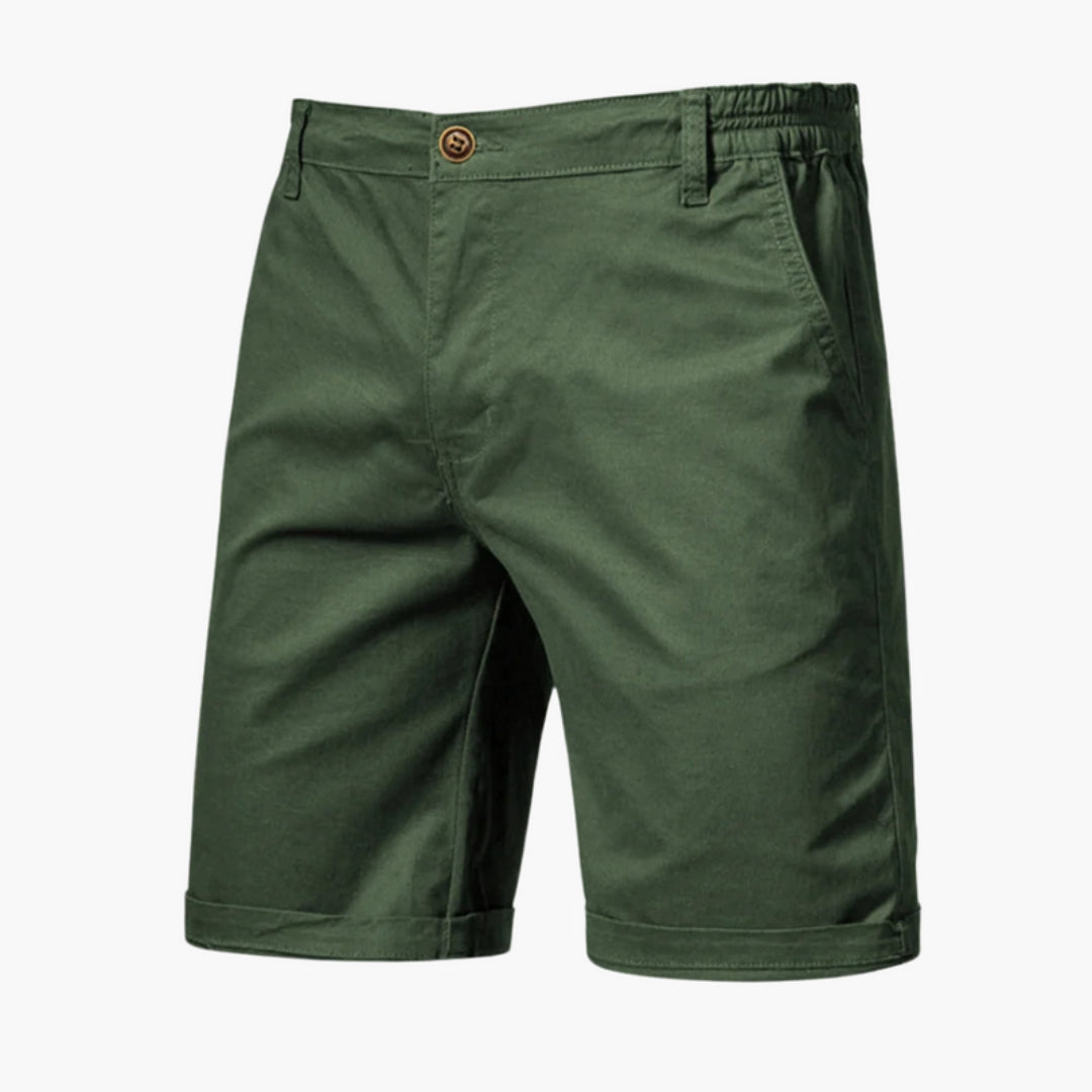 Knee-Length Men's Shorts with Button and Zip Closure and Side Pockets