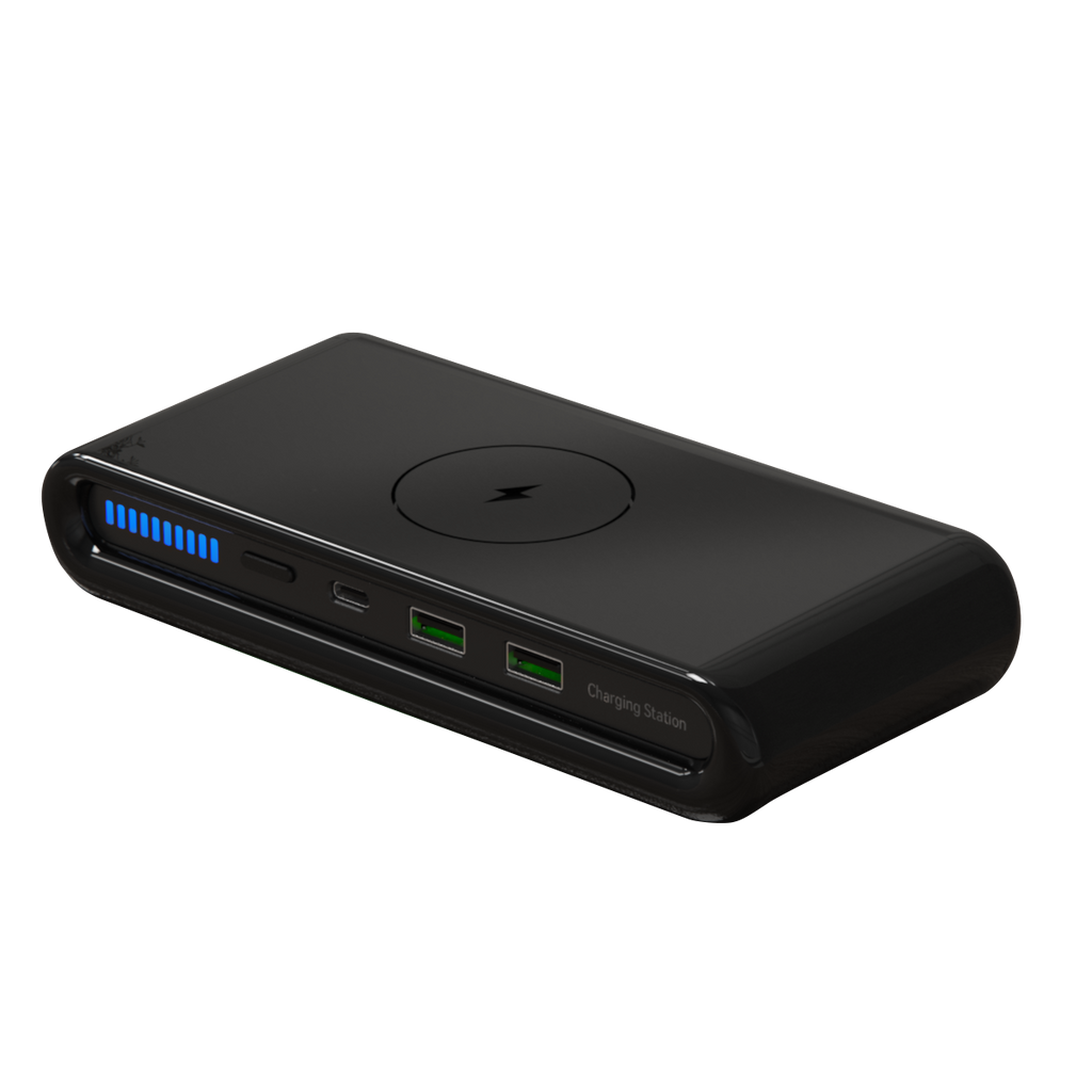 Station de recharge sans fil 4-en-1 pour plusieurs appareils avec ports USB et design compact