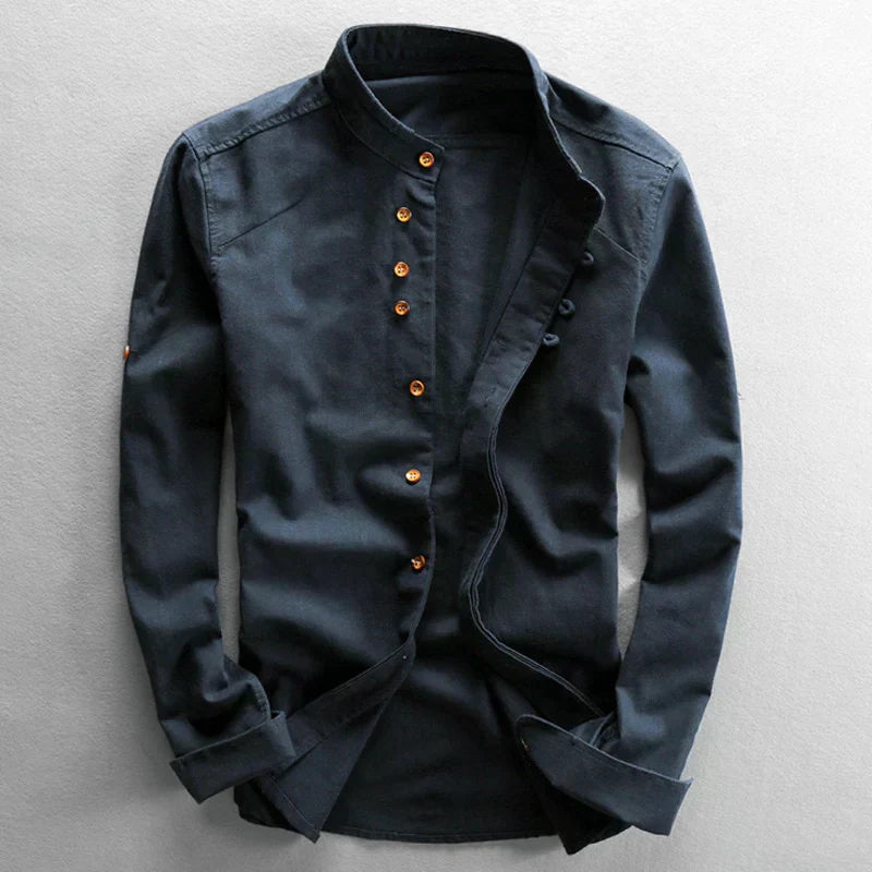 Polo homme à manches longues avec col montant pour un look moderne et polyvalent