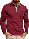 Long Sleeve Men's Polo with Checked Accent Collar for Everyday Style and Comfort