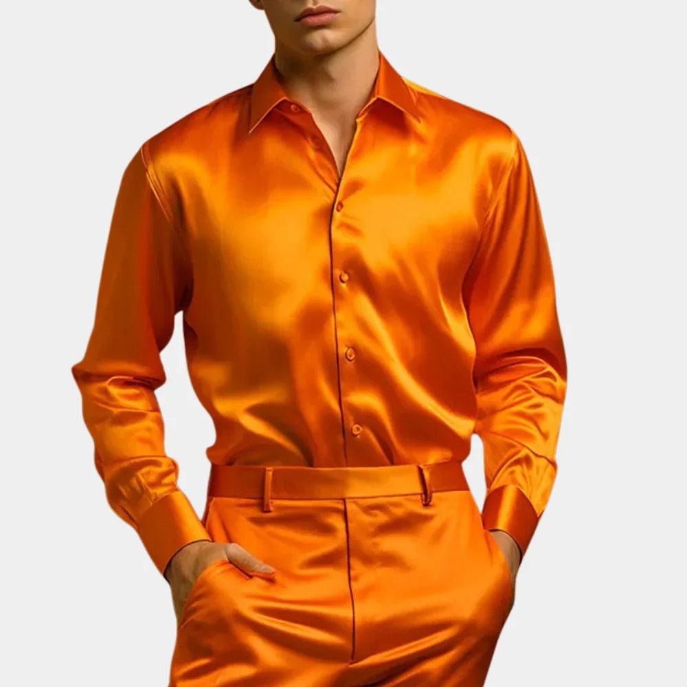 Chemise élégante en satin à boutons, polyvalente et facile à assortir