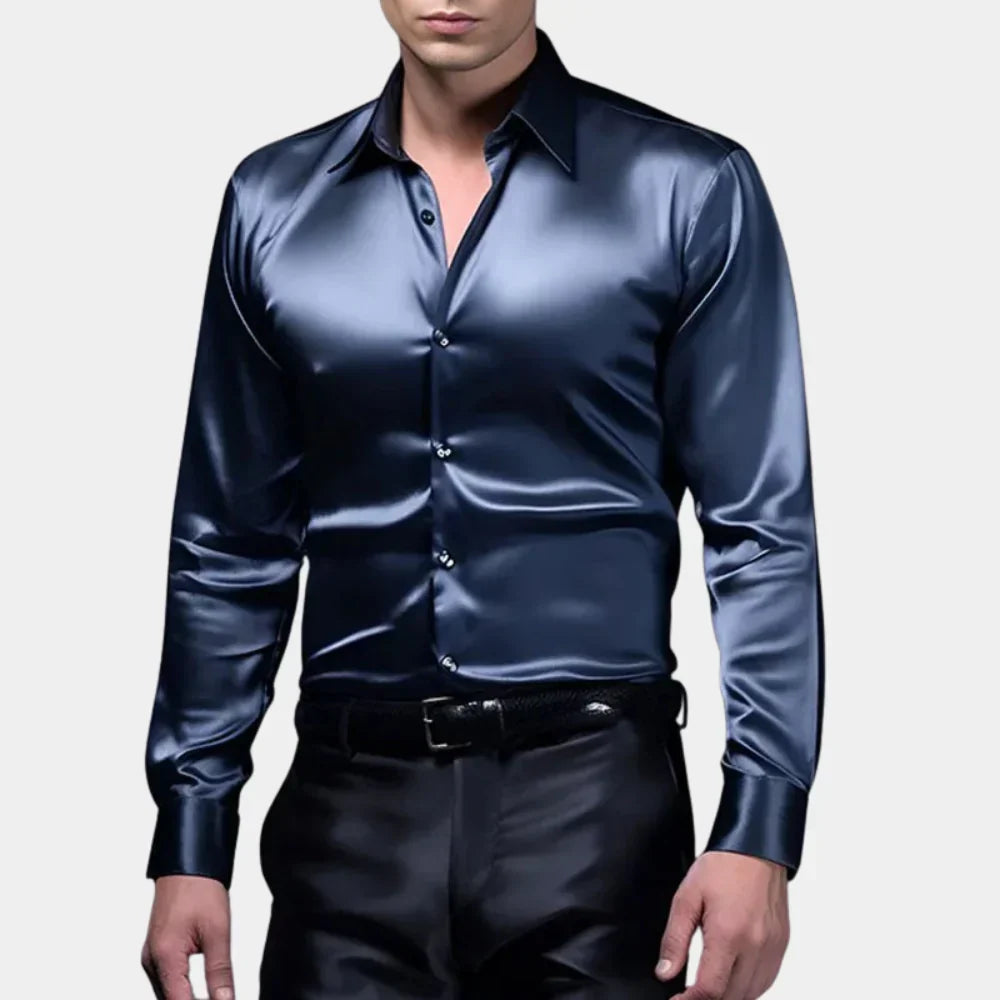 Chemise élégante en satin à boutons, polyvalente et facile à assortir