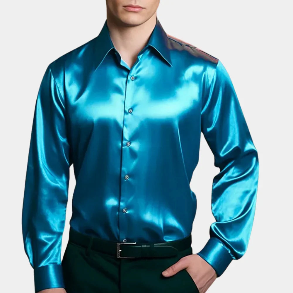 Chemise élégante en satin à boutons, polyvalente et facile à assortir