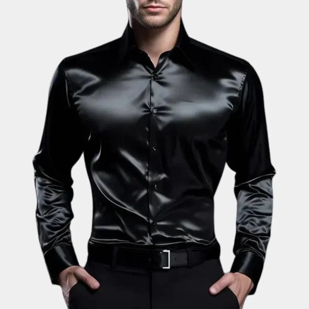 Chemise élégante en satin à boutons, polyvalente et facile à assortir