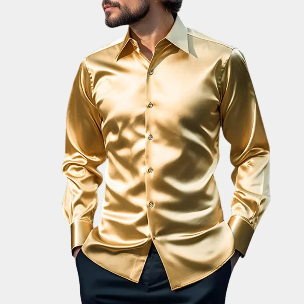 Chemise élégante en satin à boutons, polyvalente et facile à assortir