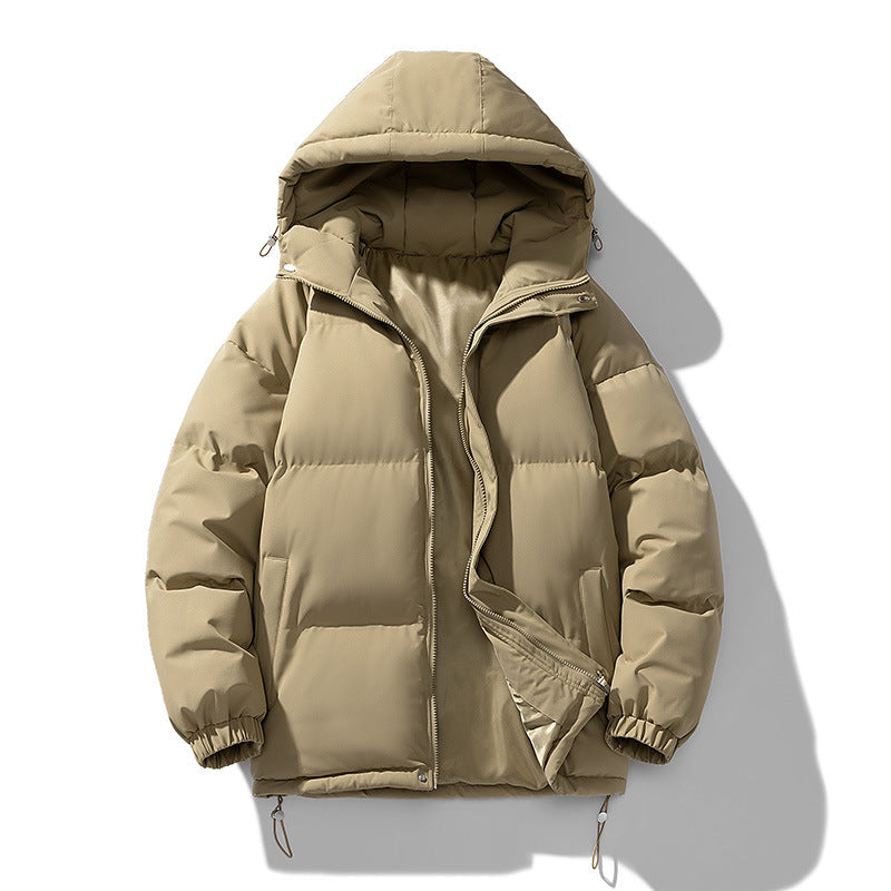 Veste d’hiver matelassée et rembourrée à capuche pour homme, avec fermeture zippée