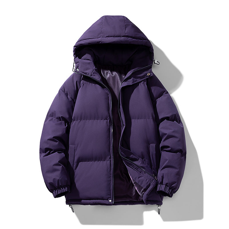 Veste d’hiver matelassée et rembourrée à capuche pour homme, avec fermeture zippée