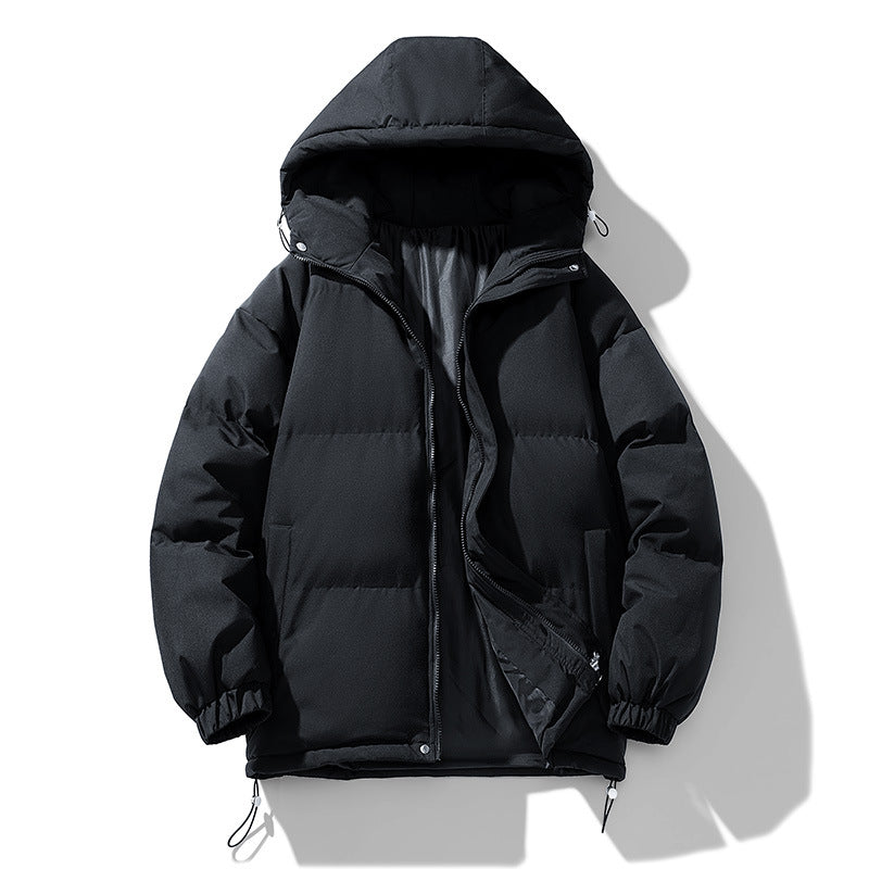 Veste d’hiver matelassée et rembourrée à capuche pour homme, avec fermeture zippée
