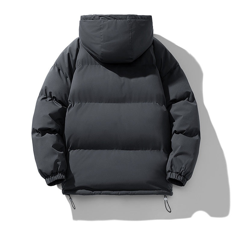 Veste d’hiver matelassée et rembourrée à capuche pour homme, avec fermeture zippée
