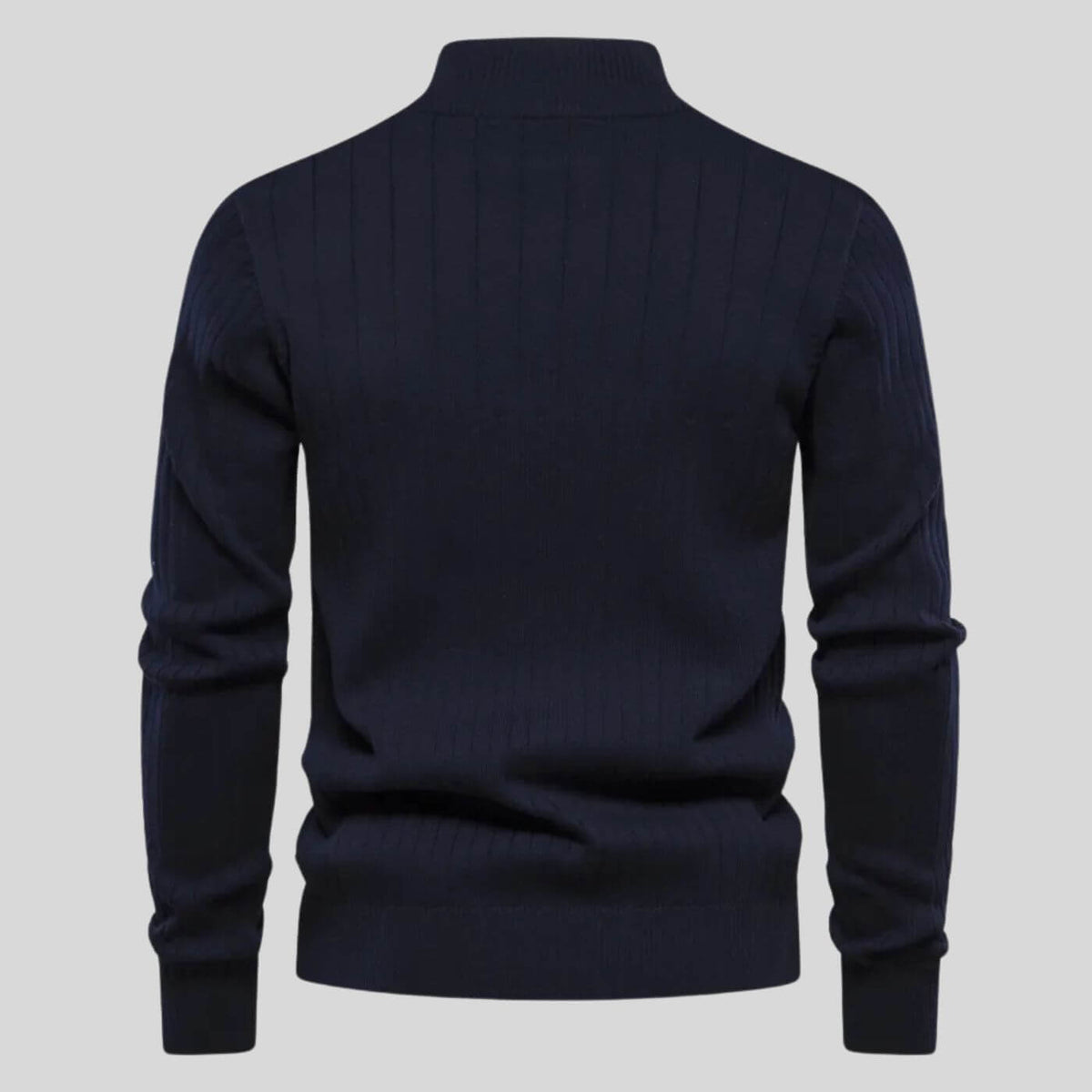 Pull-over pour homme à col zippé avec poignets et ourlet côtelés
