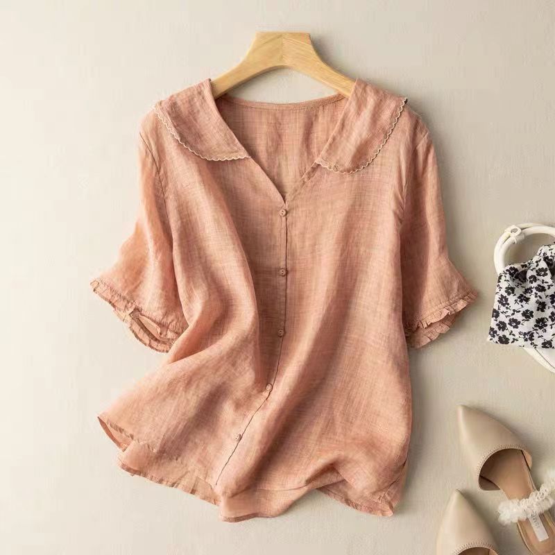 Blouse vintage boutonnée pour femme, coupe décontractée