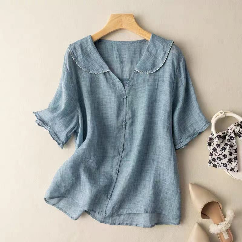 Blouse vintage boutonnée pour femme, coupe décontractée