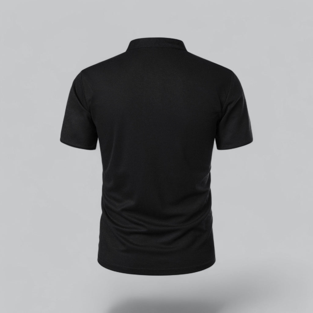 Men's  Polo Shirt with Collarless Design and Button Placket